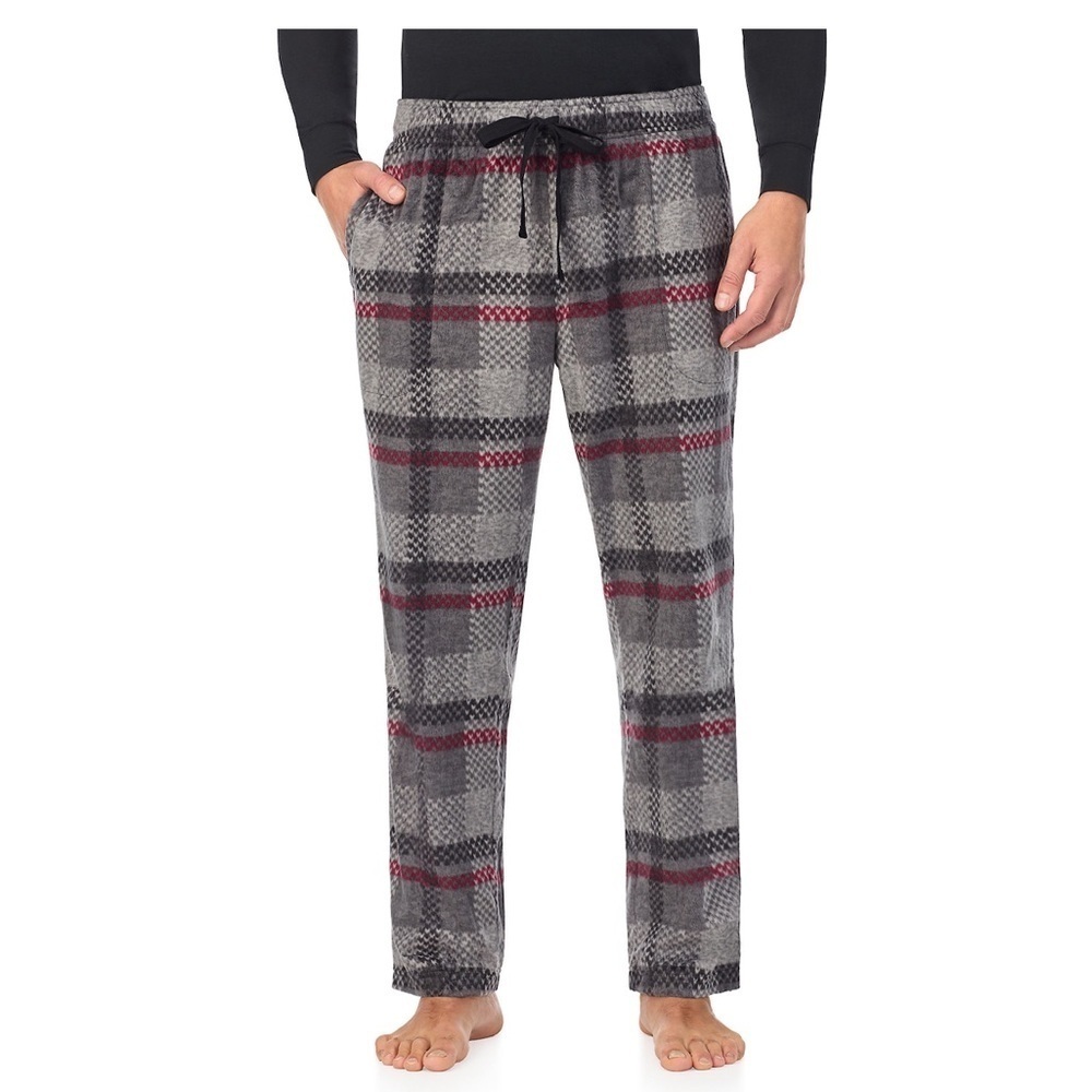 🆕 Cuddl Duds Plaid Lounge Pants Men’s L- Gray and Red